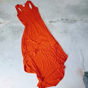 love...ady Orange Asymmetrical Dress - Size: XS